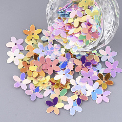 Accesorios del ornamento, paillette plástico pvc / cuentas de lentejuelas, flor, color mezclado, 10x10x0.4mm, agujero: 1.2 mm, aproximamente 480 unidades / bolsa