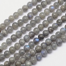 Natural Labradorite Round Bead Strands, 6mm, Hole: 1mm, about 59~62pcs/strand, 15.5 inch