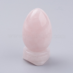 Décorations d'affichage en quartz rose naturel, avec base, pierre en forme d'oeuf, 56mm, oeuf: 47x30mm