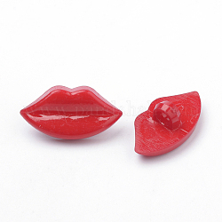 Boutons en acrylique, 1-trou, lèvre, rouge, 13x25x10mm, Trou: 4mm