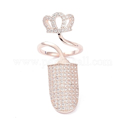 Латунные кольца для ногтей с микропаве и кубическим цирконием, кольцо для ногтей, корона, Реальное розовое золото покрыло, 1.5 мм, внутренний диаметр: 13 мм