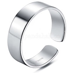 925 anillo abierto de plata de primera ley con baño de rodio, anillo apilable simple para mujer, Platino, 6mm, nosotros tamaño 5 1/4 (15.9 mm)
