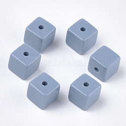 Acrylic Beads, Cube, Steel Blue, 15x15x15mm, Hole: 3.5mm, about 130pcs/500g