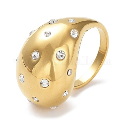 Anelli con polsini aperti in strass di cristallo, lacrima, 304 gioiello in acciaio inossidabile per donna, oro, diametro interno: 17mm