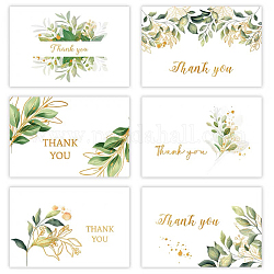 Paper Thank You Greeting Cards, with Envelopes, Rectangle with Flower, White, 100x150mm, 6pcs/set