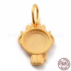 Base colgante de plata esterlina 925 cabujón, signo del zodiaco chino, dragón, 14x10.5x2.2mm, diámetro interior: 3.5 mm agujero: 5x0.6 mm