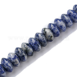 Perles de jaspe tache bleue naturelle, perles de soucoupe, rondelle, 12x5.5~6.5mm, Trou: 1.2mm, Environ 33 pcs/chapelet, 7.80~8.82 pouce (19.8~22.4 cm)