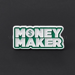 Эмалированная булавка для долларовых денег, брошь из сплава Word Money Maker для рюкзака, одежды, слово, 14x30x1.5 мм, штифты : 1.2 мм