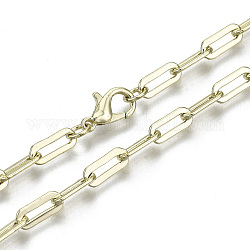 Büroklammerketten aus Messing, gezeichnete längliche Kabelketten Halskette machen, mit Karabiner verschlüsse, Licht Gold, 23.62 Zoll (60 cm) lang, Link: 4x10 mm, Sprungring: 5x1 mm