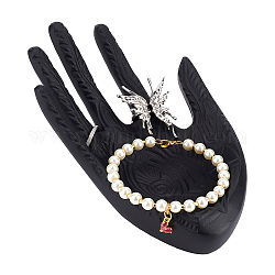 Espositori per gioielli con anello a mano in resina, modello a mano, supporto per anello, nero, 16x9x2.7cm