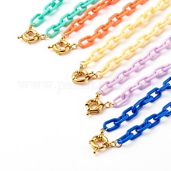 ABS Plastic Cable Chain Necklaces, with Brass Spring Ring Clasps, Golden, Mixed Color, 16.53 inch(42cm) 