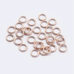 925 anello tondo in argento sterling, anelli di salto saldati, anelli di salto chiusi, oro roso, 21 gauge, 4x0.7mm, diametro interno: 2mm, circa 220pcs/10g