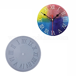 Flache runde Uhr mit römischen Ziffern, Wanddekoration, Silikonformen in Lebensmittelqualität, für UV-Harz, Handwerkliche Herstellung von Epoxidharz, Geist weiß, 155x8 mm