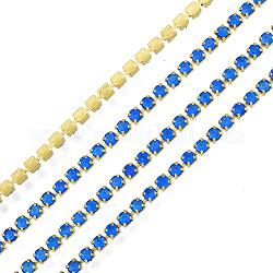Цепочки из стразов, латунь , Цепочки со стразами в форме чашки , подражать светящемуся стилю, сырой (без покрытия), Капри синий, 2x2 мм, около 23.62 фута (7.2 м) на прядь