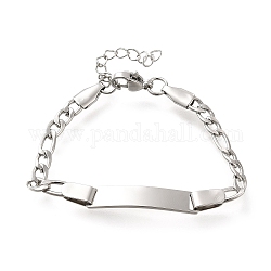 304 braccialetti per bambini in acciaio inossidabile, bracciali a maglie rettangolari vuote, platino, 5-1/4 pollice (13.3 cm)
