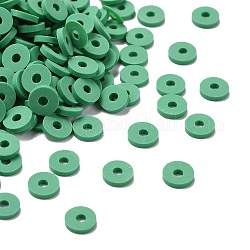 Manuell Polymer Ton Perlen, für DIY Schmuck Bastelbedarf, Disc / Flachrund, heishi Perlen, mittleres Seegrün, 6x1 mm, Bohrung: 2 mm, ca. 1175 Stk. / 50 g