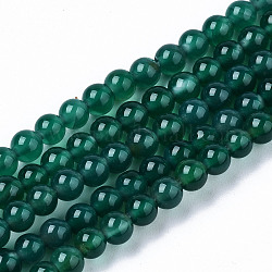 Натуральный зеленый бисер пряди оникс Агат, окрашенные, круглые, 4 мм, отверстие : 0.5 мм, около 97~98 шт / нитка, 14.96 дюйм (38 см)