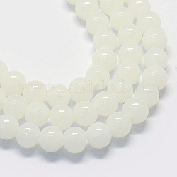 Backen gemalt Nachahmung Jade Glas runden Perle Stränge, weiß, 10~10.5 mm, Bohrung: 1.5 mm, ca. 85 Stk. / Strang, 31.4 Zoll