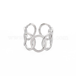 304 овальное открытое манжетное кольцо из нержавеющей стали, цвет нержавеющей стали, размер США 8 (18.1 мм)