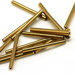 Perline di tromba in vetro, oro placcato, 20x2.5mm, Foro: 0.5 mm, circa 2000~2500pcs/scatola