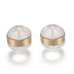 Anneaux en laiton poussoirs d'oreilles en silicone, dos d'oreille, or clair, 5.7x5.7x4.5mm, Trou: 1mm