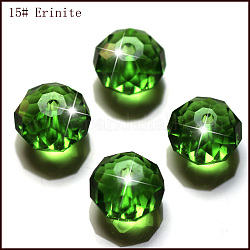Imitazione branelli di cristallo austriaco, grado aaa, sfaccettato, rondelle, verde, 6x4mm, Foro: 0.7~0.9 mm