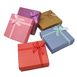 Cajas de joyería de cartón, cuadrado, con la esponja, color mezclado, 9x9x3 cm
