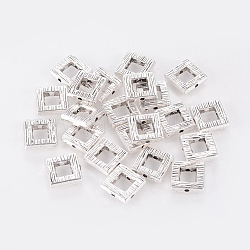 Tibetan Style Bead Frames, Cadmium Free & Lead Free, Square, Antique Silver, about 10mm long, 10mm wide, 2.5mm thick, Hole: 1mm