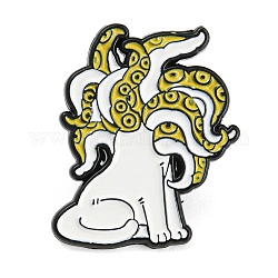 Oktopus Hund Emaille Pins, Legierungsabzeichen für Rucksackkleidung, Gelb, 26x21.5x1 mm