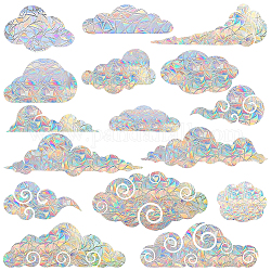 Rainbow Prism Plastic Electrostatic Glass Window Stickers, Cloud Waterproof Laser Static Stickers, for DIY Scrapbook Decorations, Colorful, 100~180x30~88x0.2mm, 16 styles, 1pc/style, 16pcs