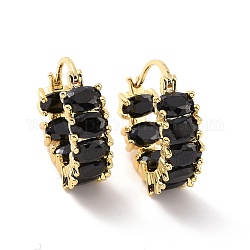 Arracadas ovaladas con circonitas cúbicas, joyería de latón chapado en oro real de 18k para mujer, negro, 20.5x6.5x18mm, pin: 0.6x0.7~1.3 mm
