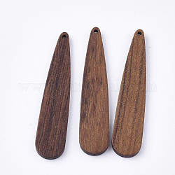 Grandes colgantes de madera de nogal sin teñir, lágrima, saddle brown, 52x11x3mm, agujero: 1.4 mm