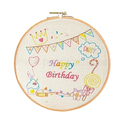 Kits de inicio de bordado, incluyendo tela e hilo de bordado, aguja, hoja de instrucciones, tema de cumpleaños, globo, 270x270mm