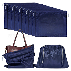 Sacchetti di stoccaggio antipolvere in tessuto imitazione seta, borsa da viaggio portatile con coulisse, rettangolo, blu notte, 39.7x50x0.45cm, 12pcs/scatola