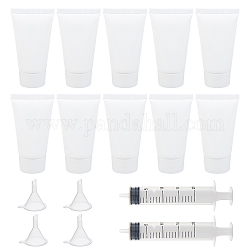DIY Cosmetics Storage Containers Kits, with Plastic Refillable Squeeze Bottle Soft Tube & Funnel Hopper, Screw Type Hand Push Glue Dispensing Syringe, White, 45x28.5x80.5mm, Capacity: 30ml, 30pcs/set