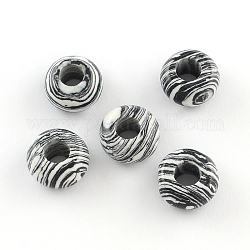 Synthetische Malachit Stein Europäische Perlen, Großloch perlen, Rondell, gefärbt, Schwarz, 14x7~8 mm, Bohrung: 5 mm