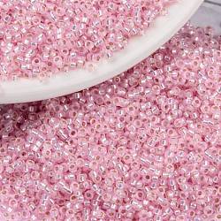 Miyuki runde Rocailles Perlen, japanische Saatperlen, 15/0, (rr643) gefärbter rosa silverlined Alabaster, 15/0, 1.5 mm, Bohrung: 0.7 mm, ca. 27777 Stk. / 50 g