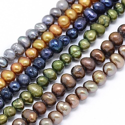 Fili di perle d'acqua dolce coltivate naturali tinte, patata, colore misto, 5~6x5mm, Foro: 0.8 mm, circa 89pcs/filo, 14.1 pollice ~ 15.7 pollici (36~40 cm)