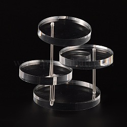 Organic Glass Jewelry Display Stands, with Iron Findings, Clear, 7.5x7.2x7.2cm