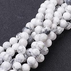 Perles en pierres gemme, perles rondes en howlite naturelles, blanc, environ 14 mm de diamètre, Trou: 1mm, Environ 28 pcs/chapelet, 15.5 pouce