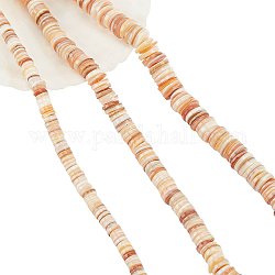 NBEADS About 543 Pcs Heishi Shell Beads, 6mm/8mm/10mm Flat Natural Freshwater Shell Beads 3 Strands Disc Shell Beads Stand for DIY Bracelets Necklaces Chokers and Anklets, Burlywood Color