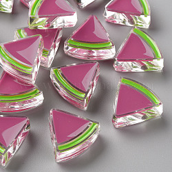 Transparent Enamel Acrylic Beads, Watermelon, Camellia, 23.5x25.5x9mm, Hole: 3.5mm