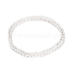 Faceted Glass Rondelle Beads Stretch Bracelet for Kid, Transparent Glass Bracelet, Clear, 4x3.5mm, Inner Diameter: 1-7/8 inch(4.8cm)
