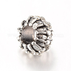 Aleación Diamante de imitación abalorios europeas, Abalorios de grande agujero, rerondana plana, cristal, 10x7~8mm, agujero: 5 mm
