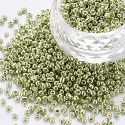 12/0 perline di vetro, stile colori metallici metallic, tondo, verde oliva, 12/0, 2mm, Foro: 1 mm, circa 30000pcs/libbra