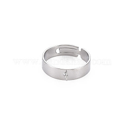 Латунные регулируемые кольца для пальцев, кольцо петли, с петлей, без никеля , Реальная платина, размер США 6 3/4 (17.1 мм)