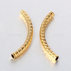 Long-Lasting Plated Brass Curved Tube Beads, Golden, 45x4mm, Hole: 3mm