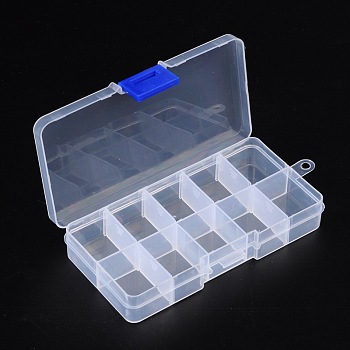 Caja de plástico caja de almacenamiento de display cuentas claras, recipientes de almacenamiento de grano, con divisores ajustables compartimento de rejilla extraíble, 7x13x2.3 cm