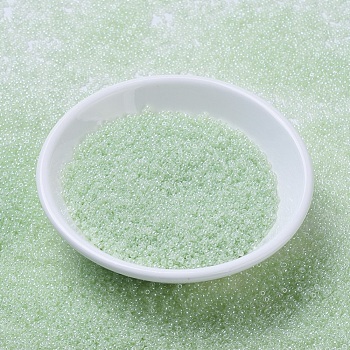 Miyuki runde Rocailles Perlen, japanische Saatperlen, (rr371) blass moosgrüner Glanz, 11/0, 2x1.3 mm, Bohrung: 0.8 mm, über 1100pcs / Flasche, 10 g / Flasche