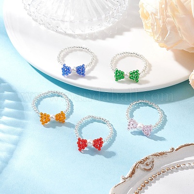 Fingerringe aus Glasperlen&nbsp;RJEW-MZ00032-1